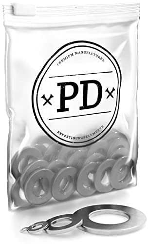 PD® Rondelles Metal M16 (DIN 125-A/ISO 7089) | Rondelles plates acier inoxydable A4 V4A | Rondelle acier inox de petit diamètre extérieur | Rondelle inox pour vis et boulons filetés | 10 pièces