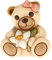 THUN - Bomboniera Teddy con Giglio - Bomboniera Bambina - Bomboniera Prima Comunione - Linea Bomboniere - Ceramica - 5,7 x 4,3 x 5,1 h cm