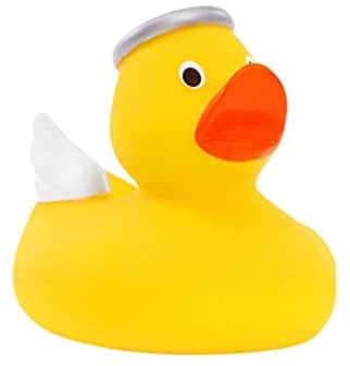 Schnabels Engel Badeente gelb - Geschenk für Geburt Geburtstag Namenstag Kinder Baby Freund-in Mädchen Junge - Spielzeug Quietsche-Ente Deko Badewanne