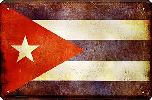 WOGEKA ART Retro Blechschild - National Fahne Flagge Kuba Cuba - witziger Spruch als Geschenk-Idee zum Geburtstag Weihnachten zur Dekoration 20x30 cm Vintage-Design aus Metall 1230