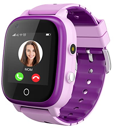 4G Smartwatch für Mädchen Jungen, Smart Watch für Kinder, IP67 Wasserdicht WiFi Smartwatch Telefon mit GPS-Tracker Videoanruf Telefonanruf SOS für Kinder 3-14 Jahre alt Geburtstagsgeschenke (lila)