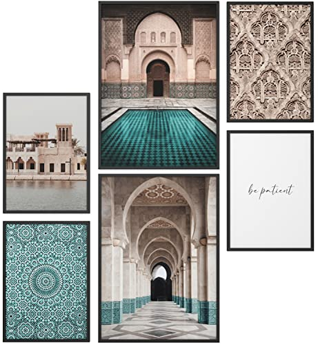 Papierschmiede® Mood Poster Set Arabic Old Town, Bilder Wohnzimmer Deko Schlafzimmer, 2x DIN A3 und 4x DIN A4, Arabisch beige türkis Orientalisch - ohne Rahmen
