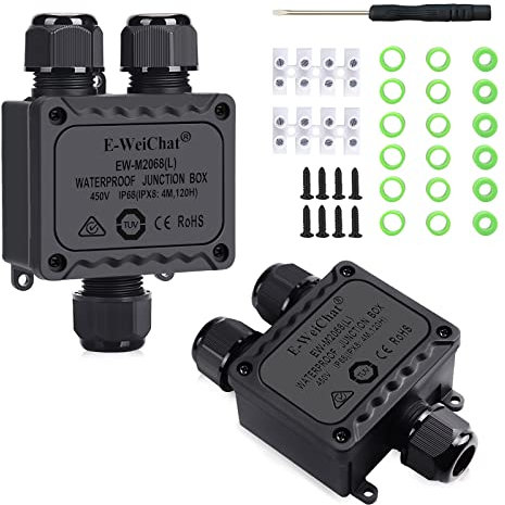 Junction Box Outdoor IP68 Waterproof connector, 2 PCS 3 Way Plug Line External Junction Box, M25 Coaxial Cable Connector Wire Range: 5mm-14mm, Garden Lights(3way,2pcs)