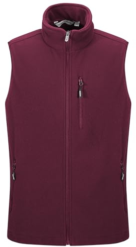 Outdoor Ventures Men's Full-Zip Lightweight Fleece Gilet Body Warmer Warm Windproof Vest Outerwear with 5 Pockets Sleeveless Jacket Casual Breathable Running Vest for Cycling & Hiking Red 2XL
