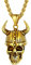 U7 Damen 18k vergoldet Odin Schädel Halskette Gold Wikinger Totenkopf Anhänger mit 55+5cm/3mm Weizenkette Herren Cool Amulett Halsschmuck Fashion Modeschmuck für Geburtstag Weihnacht