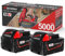 Worthmah Lot de 2 batteries 5,0 Ah 18 V de rechange pour batterie Milwaukee M18 Lithium lon 48-11-1850, compatibles avec le chargeur de batterie m18 Milwaukee 18 V et les outils électriques sans fil