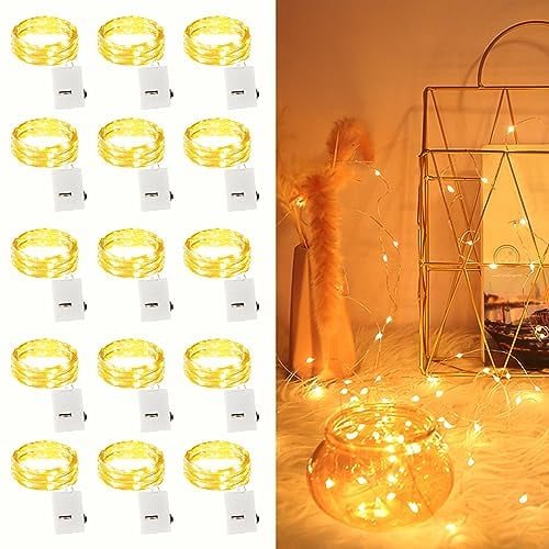 15 Stück LED Lichterkette, 2M 20LEDs kleine batteriebetriebene Mikro-Draht-Lichter, Beleuchtung Glühwürmchen Licht für DIY Weihnachten Urlaub Hochzeit Geburtstag Indoor Outdoor-Dekoration