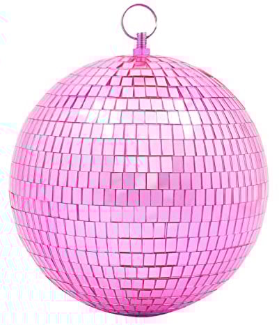 Mirror Disco Ball Decor with Hanging Ring - 8 Large Pink Disco Ball Ornament for Parties, Weddings, Birthdays, Christmas