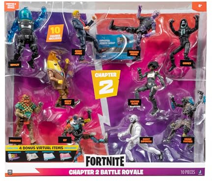 Fortnite Kapitel 2 Battle Royale – Zehn 10,2 cm bewegliche Figuren in dynamischer Verpackung mit Codes für virtuelle Bonusgegenstände – Amazon Exclusive, FNT1400