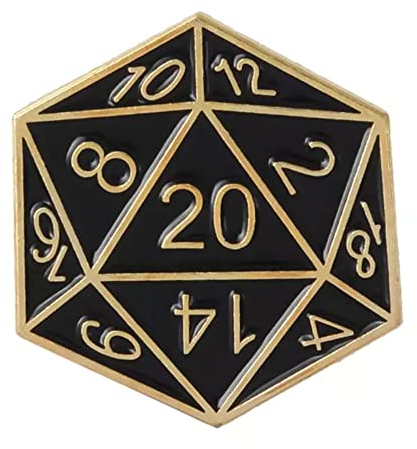 RPG Pin Badges - Multiple Styles - D20 Pin Badge - Dungeon Master Badge - D&D Gift for Tabletop RPGs (Natural Twenty)