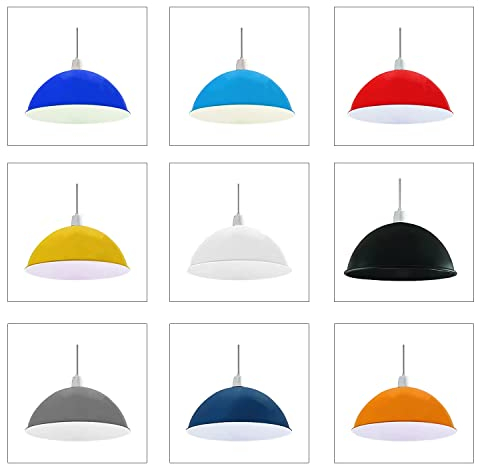 Moderne Lampenschirme, 40 cm Perfekt einfach zu montierende Kuppellampenschirme aus Metall für industrielle Deckenpendelbeleuchtung, Küche, Wohnzimmer (kostenlose Reduzierplatte)