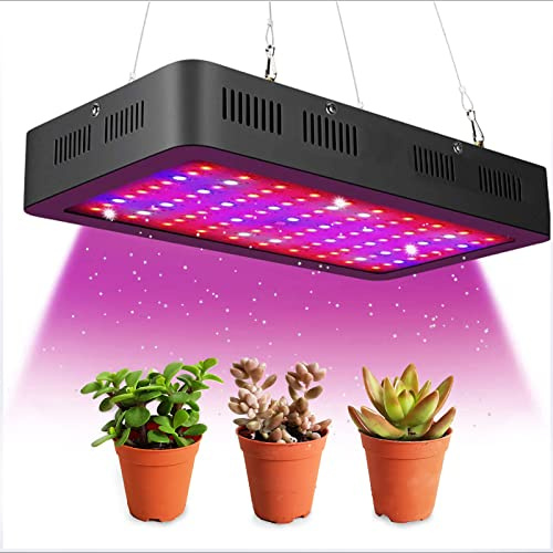 600W LED Grow Light for Indoor Plants Full Spectrum Hanging Plant Growing Lights with Double Switch for Veg Flower Seedling Greenhouse Hydroponic Blue Red UV IR Lighting Daisy Chain Function