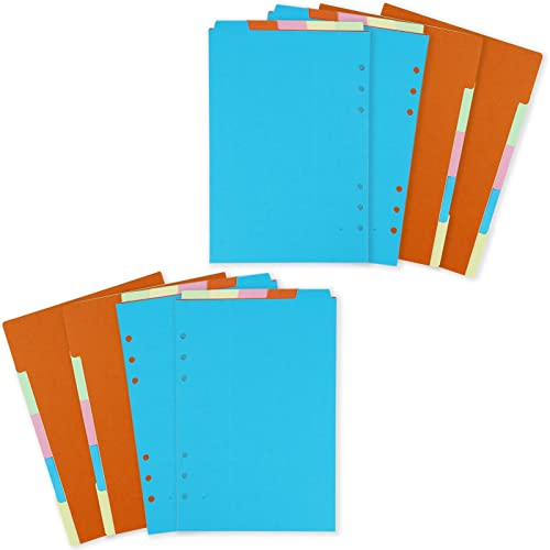 4 Sätze A5-Ordnerteiler, 2 Satz A5-Vertikale Fachteiler + 2 Satz A5-Horizontalteiler für Filofax, A5-6-Loch-Lochblatt-Teiler für A5-Notizblock