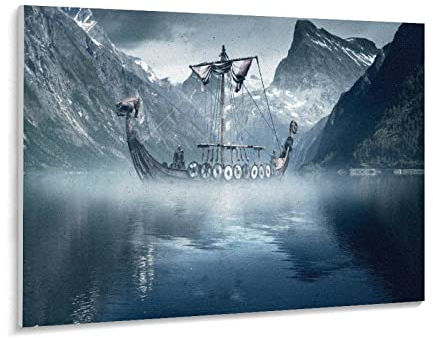 Viking Long Boat In Der Kalten Nordsee Poster Papier Puzzle 1000 Stück Adult Toys Dekompressionsspiel(50x70cm-z8p