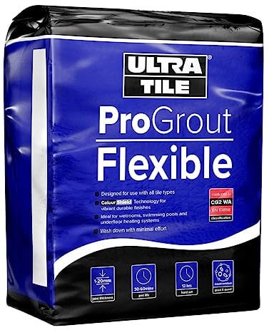 Ultra Tile Flexible Grout 3KG | Wetroom Swimming Pool Underfloor Heating Bathroom Kitchen | | All Tile Types | Black