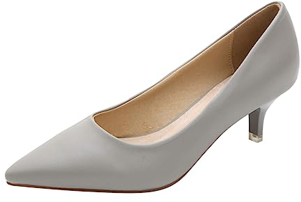 Minetom Damen Pumps Pointed Toe High Heels Kunstleder Business Büro Pumps Elegant Kleid Hochzeit Abend Party Braut Schuhe A Grau 37 EU