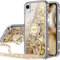 Miss Arts for iPhone XR Case, [Silverback] Moving Liquid Holographic Sparkle Glitter Case With Kickstand, Bling Diamond W/Ring Stand Slim Protective Case for Girls Women for iPhone XR -Clear Gold