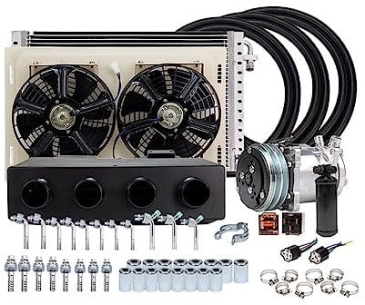 12V 24V Klimaanlage Verdampfer Kühler Kompressor Kit, kompatibel for Muscle Car LKW Traktor Bagger RV Klimaanlage Teile (Color : 12V Cool and Heat)