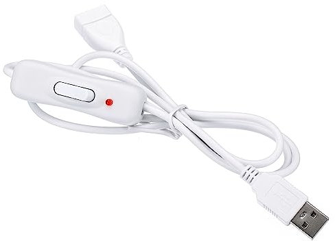 PATIKIL USB Verlängerungskabel mit EIN/AUS Schalter Buchsen an Stecker Verlängerung Leistung Schnüre Adapter mit LED Anzeige für Lüfter LED Leisten Weiß