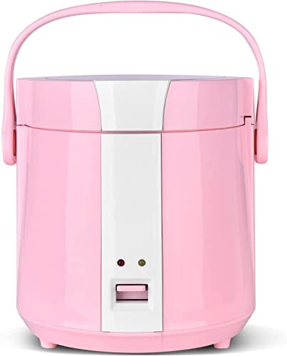 SilteD Olla Arrocera Pequeña con Vaporera: Mini Olla Arrocera De 1,2 L para Hacer Arroz Y Cocer Al Vapor Alimentos Y Verduras Saludables para 1-2 Personas,Rosado