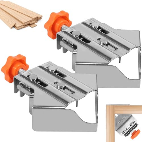 2Pcs Woodworking Right Angle Clamp, 90 Degree Corner Clamps Stainless Steel Precision Open and Close Type Right Angle Splicing Clamp Locator for DIY Woodworking Welding(Closed)