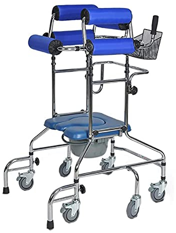 SXFYWYM Gehgestell,Gehbock für Senioren Stabil mit 6 Rollen,Rollator Walker Gehhilfe mit Toilettenstuhl für das Training der unteren Limbrehabilitation