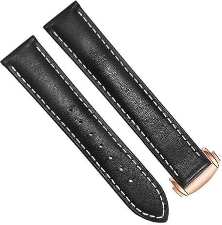 BUDAY Echtes Leder Armband für Omega 300/150 Schwarz Braun Uhrenarmband Faltschließe Zubehör Handschlaufe, 21 mm, Achat