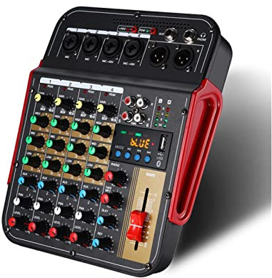 MX-I6 Mixer à 6 canaux Audio de la conférence en plein air USB Bluetooth Reverb Audio Processor K Song Live with Sound Card Sound Mixer Pour studio d'enregistrement DJ
