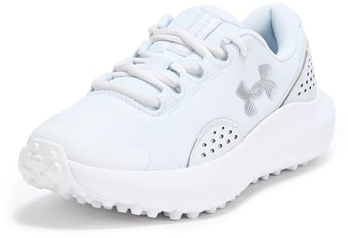 Under Armour Surge - Tenis de golf para mujer, (100) Gris Distante/Blanco/Plateado Metálico, 37.5 EU