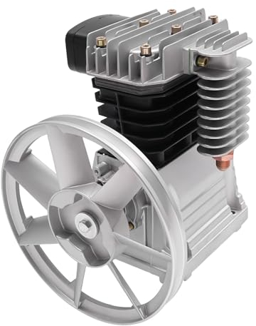 Kompressor Aggregat 2 Zylinder Kompressor - Luftkompressor-Pumpenkopf mit Schalldämpfer - 960RPM Luftkompressor-Kopf mit Riemenscheibe für Branchen wie Elektronik, Maschinenbau