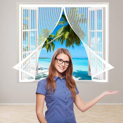 Zanzariera per Finestra 60 x 80 cm, Tenda Anti Zanzare, Resistente Traspirante per Finestra, Bianco