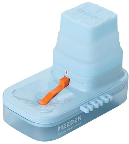 MEEDEN Portable Paint Brush Cleaner: Rinser with 650ml Water Storage & 5-Slot Silicone Holder, Folding Brush Washer Tool for Artists & Kids