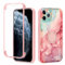 Yoedge Kickstand Phone Case for iPhone 11 Pro 5.8,360°Rotatable Magnetic Ring Holder Cases,Full Body Shockproof Silicone Cover with Built-in Screen Protector,Pink Marble Pattern for iPhone 11 Pro