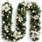 Ghirlanda Natalizia,9 FT/2.7M Ghirlanda Decorata per Porta Scale Camino Esterno Decorazioni,Festone Natalizio Rami Natalizi Decorazioni Natalizie per la Casa Interno, (Silver)