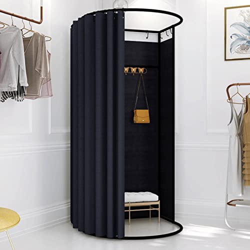 HMLSYZX Temporary Locker Room, Detached Fitting Room, Floor-standing Temporary Changing Room U-shaped Pole Can Move Portable Fitting Room with Runway Curtain to the Mall Office