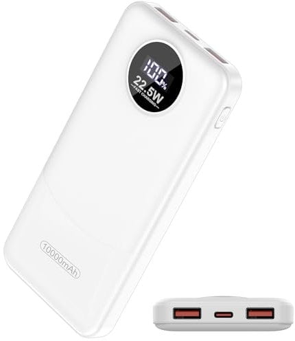 Power Bank, 10000mAh PD 22.5W QC3.0 Fast Charging powerbank, USB C Input and Output Portable Charger with LED Display Battery Pack for iPhone 16/15/14/13 Pro Max Series smartphone Android