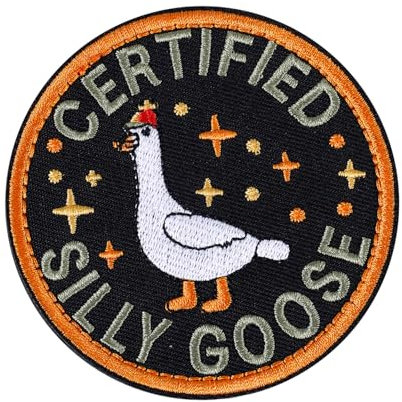 Funny Goose Patch, 3.15 Inch Embroidered Patch for Backpacks Cute Loop Patches Sew On Military Tactical Animal Applique for Dog Harness DIY Accessories for Backpack Dog Vest Hat Bag Clothing