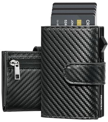 YESIIW Geldbörse Herren mit Extra Große Kapazität Pop-up Karten Geldbeutel Herren für 10 Karten, Portmonee Herren mit Münzfach, Ausweisfenster &12+ Geldscheinfach,Slim Wallet mit RFID Schutz (Carbon)