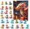 2024 Weihnachts-Countdown-Kalender, Weihnachtsdekoration, 24 Tage, Überraschungsgeschenke, bezaubernder 2D-Drache, Weihnachts-Cartoon-Drachen-Adventskalender, Adventskalender, Countdown-Kalender,