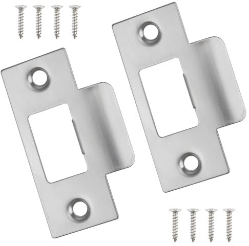 2PCS Door Strike Plate, Strike Plate Silver Door Latch Strike Plate, 70 MM X 40 MM Stainless Steel Door Latches for Internal Door Strike Plate
