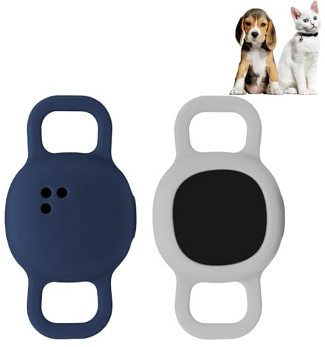 Silicone Cat Collar Holder for Tile Sticker 2024, 2 Pack Protective Case for Tile Sticker Tracker Pet Dog Cat (Navy/Gray)