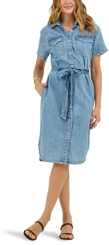 Lee Damen Legendäres Western-Denim-Kleid mit Kurzen Ärmeln Lässiges Kleid (1er Pack)