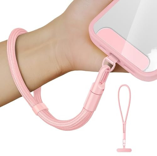 Newplenty Cordon Telephone Portable,Dragonne Telephone Portable,Laniere Telephone Portable Dragonne De Poignet Réglable Pour La Plupart Des Smartphones Anti Perte Avec Rose