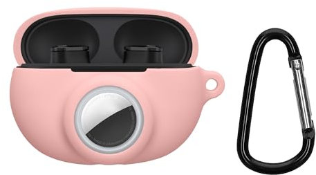 kwmobile Custodia 2 in 1 compatibile con Beats Studio Buds e AirTag - Cover Cuffie Bluetooth - Protezione in Silicone con Moschettone - rosa antico