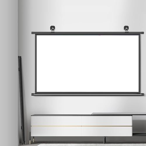 GLETSF Schermo per Proiettore A Scomparsa Manuale, Schermo per Proiettore da Parete/Soffitto, Ideale per Film All'Aperto, Schermi per Proiettore Pieghevoli HD 4:3, 16:9, Schermo per Proie-16:09-60