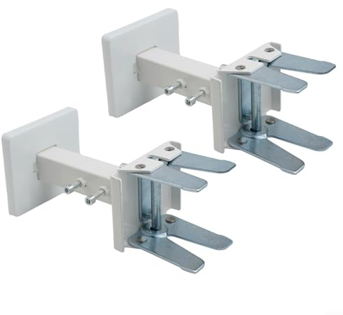 Heizkörperstützwinkel aus Stahl, verstellbar, mit Spreizdübeln für Plattenheizung, Bodenmontage, Montagewerkzeug, Höhenbereich 14-21 cm, Weiß Silber