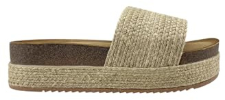 MODELISA - Sandalias Pala de Plataforma de Esparto para Mujer (Beige, Sistema tallas calzado EU, Adulto, Números, mediano, 37)