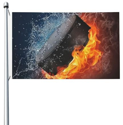 Eishockey-Feuerfahne 152 x 91 cm mit Ösen, doppelseitige Polyester-Gartenfahne