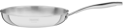 Tramontina Sartén Grano de Acero Inoxidable Cuerpo Triple 28 cm 2,8 L | Ideal para freír, dorar, sellar carnes y preparar verduras con una cocción uniforme y eficiente.