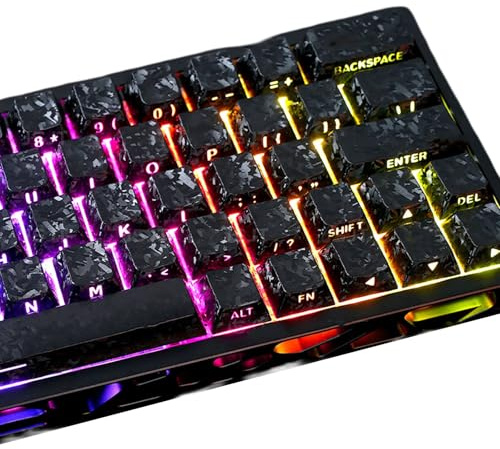Piceioep Original Profile Keycaps Carbon Fibers Texture PBTs Materials 82Key Transparents Side Print for Various Keyboard Layouts Mechanical Keycaps
